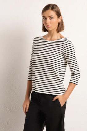 Mela Purdie Relaxed Boat Neck Milk_Black
