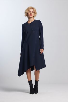 Paula Ryan Zip Front A Line Dress French Navy