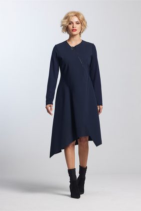 Paula Ryan Zip Front A Line Dress French Navy