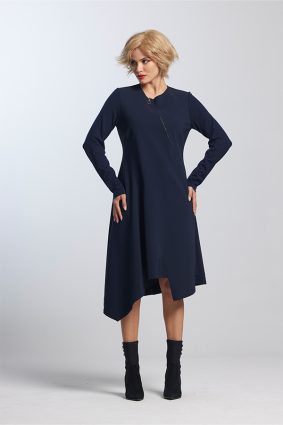 Paula Ryan Zip Front A Line Dress French Navy