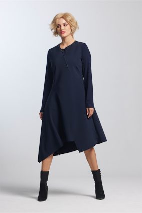 Paula Ryan Zip Front A Line Dress French Navy