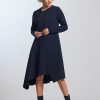 Paula Ryan Zip Front A Line Dress French Navy
