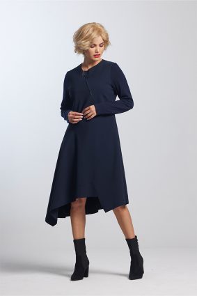 Paula Ryan Zip Front A Line Dress French Navy