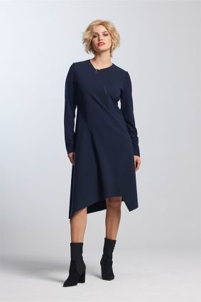 Paula Ryan Zip Front A Line Dress French Navy