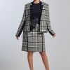 Paula Ryan Contrast Lapel Check Jacket Glen Plaid