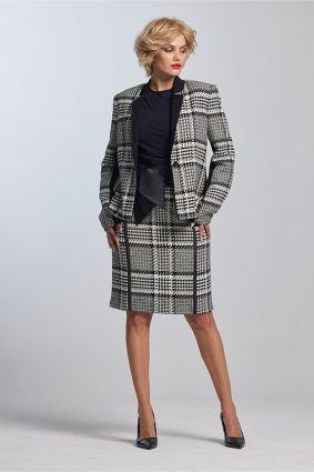 Paula Ryan Contrast Lapel Check Jacket Glen Plaid