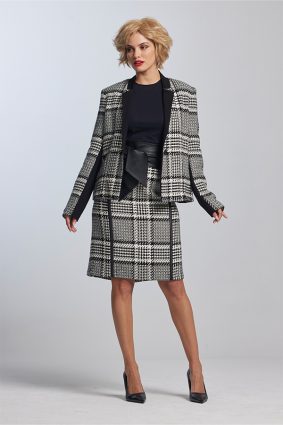 Paula Ryan Contrast Lapel Check Jacket Glen Plaid