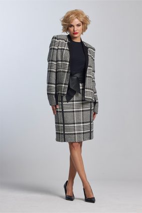 Paula Ryan Contrast Lapel Check Jacket Glen Plaid