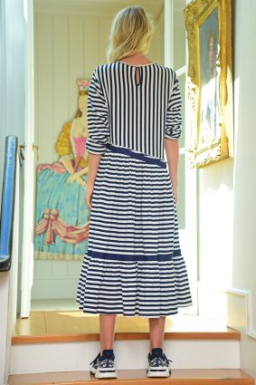 Cooper Just My Tuck Dress Navy Stripe