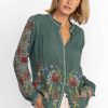 Johnny Was Ruelle Blouse Dusty Verdigris Dve