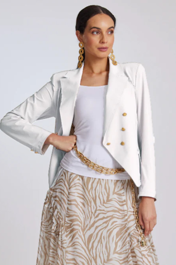 Paula Ryan Double Breasted Jacket White