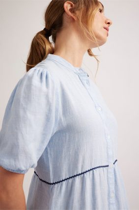 Alessandra Marcella Dress Houndstooth Pale Blue