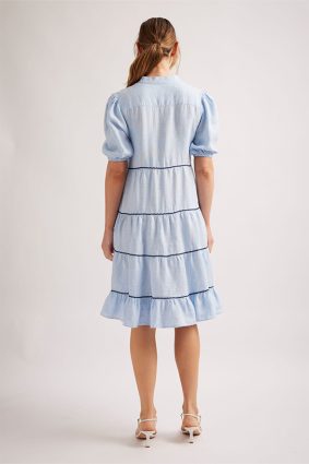 Alessandra Marcella Dress Houndstooth Pale Blue