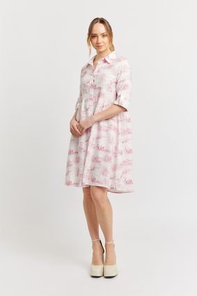 Alessandra Maxine Dress Ft Linen Scarlet