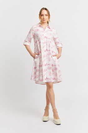 Alessandra Maxine Dress Ft Linen Scarlet
