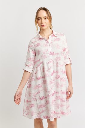 Alessandra Maxine Dress Ft Linen Scarlet