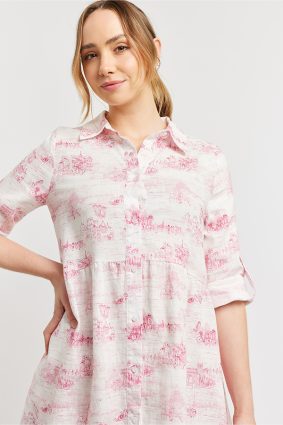 Alessandra Maxine Dress Ft Linen Scarlet