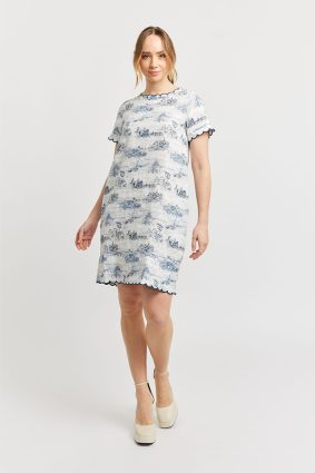 Alessandra Mod Dress Ft Linen Navy
