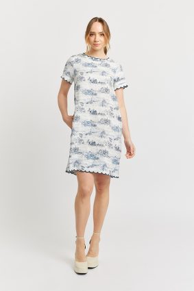 Alessandra Mod Dress Ft Linen Navy