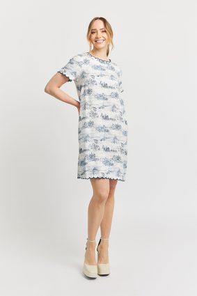 Alessandra Mod Dress Ft Linen Navy
