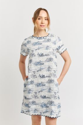 Alessandra Mod Dress Ft Linen Navy