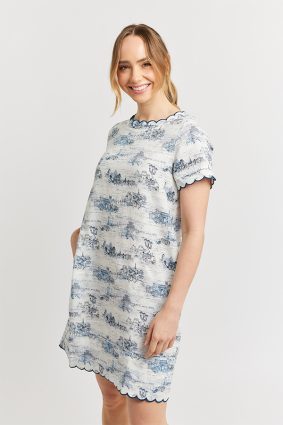 Alessandra Mod Dress Ft Linen Navy