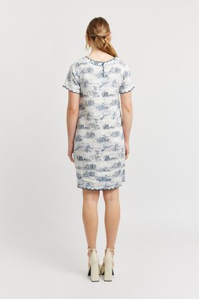 Alessandra Mod Dress Ft Linen Navy