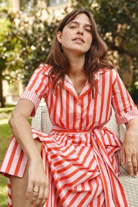 Alessandra Taratufo Dress Parasol Pink Stripe