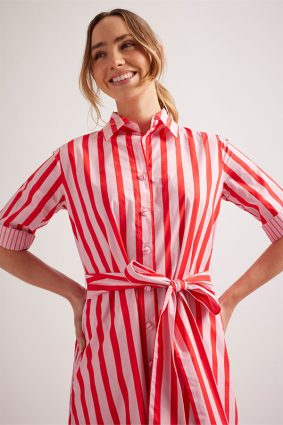 Alessandra Taratufo Dress Parasol Pink Stripe