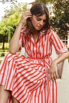Alessandra Taratufo Dress Parasol Pink Stripe