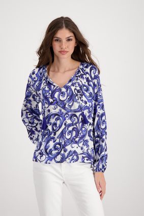 Monari Allover Cloth Print Blouse Deep Sea Ptn
