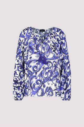 Monari Allover Cloth Print Blouse Deep Sea Ptn
