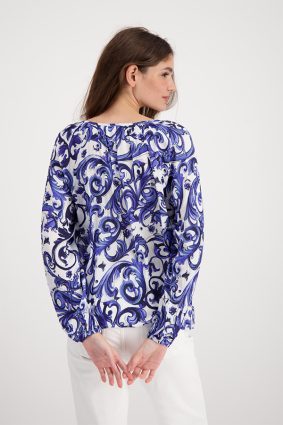 Monari Allover Cloth Print Blouse Deep Sea Ptn