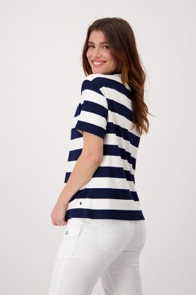 Monari Block Stripe Top Deep Sea Stp