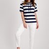 Monari Block Stripe Top Deep Sea Stp