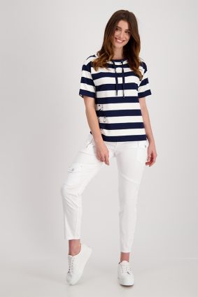 Monari Block Stripe Top Deep Sea Stp