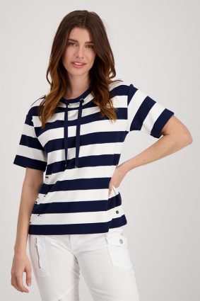 Monari Block Stripe Top Deep Sea Stp