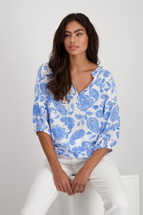 Monari Blouse Paisley Allover Sea Breeze Ptn