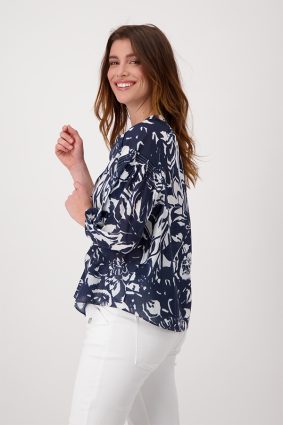 Monari Blouse floral Print Allover Deep Sea Ptn