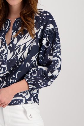 Monari Blouse floral Print Allover Deep Sea Ptn