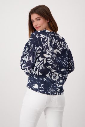 Monari Blouse floral Print Allover Deep Sea Ptn