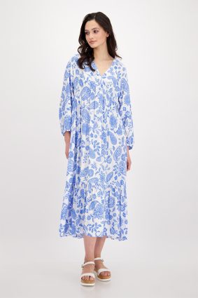 Monari Dress Maxi Paisley Allover Sea Breeze Ptn