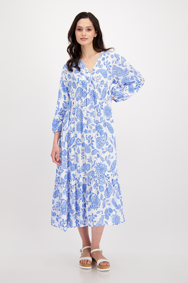 Monari Dress Maxi Paisley Allover Sea Breeze Ptn