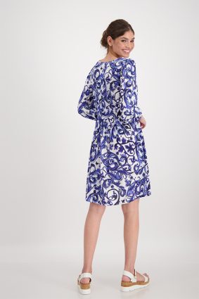 Monari Dress Midi Cloth Print Deep Sea Ptn