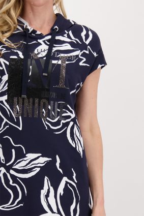 Monari Dress Midi Flower Allover Deep Sea Ptn