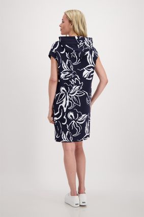 Monari Dress Midi Flower Allover Deep Sea Ptn