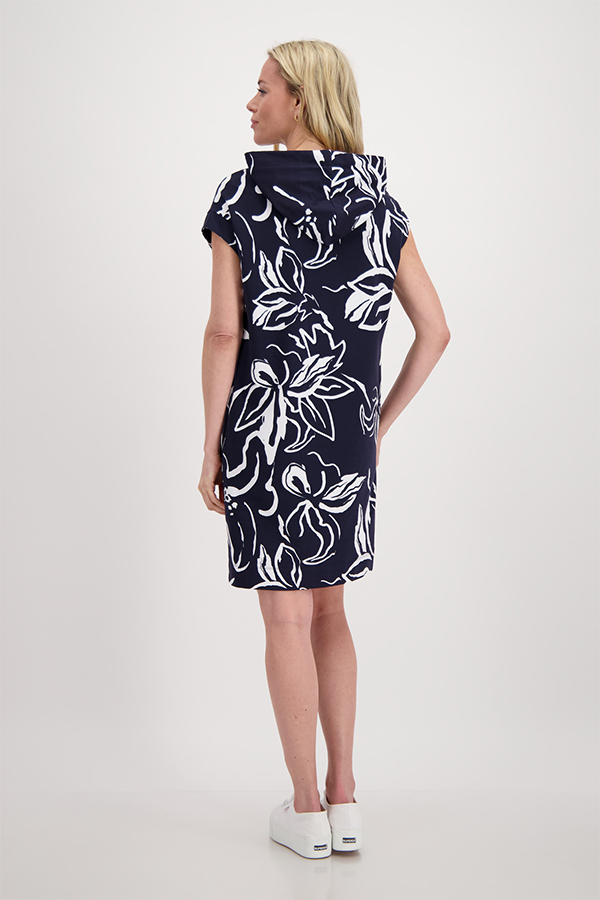Monari Dress Midi Flower Allover Deep Sea Ptn
