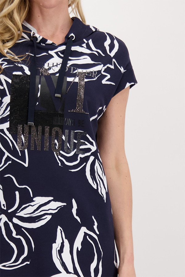 Monari Dress Midi Flower Allover Deep Sea Ptn