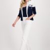 Monari Jacket Knit Colour Block White