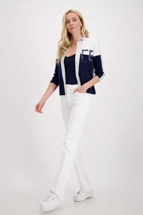 Monari Jacket Knit Colour Block White